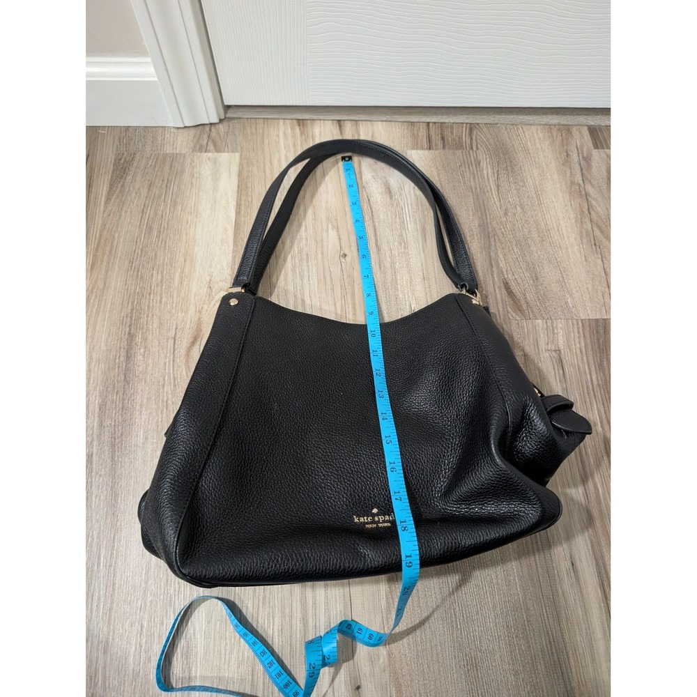 Kate Spade, Leila Medium Triple Compartment Shoulder Bag, Black pebbled leather